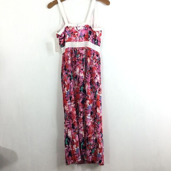 Katherine Kelly Quinn Floral Sleeveless V-Neck Pleated Dress Spring Blooms 4 NWT - Picture 4 of 13